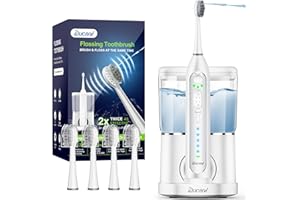 DUCARD Professional Flossing Toothbrush, Electric Toothbrush and Water Flosser Combo 3 in1 Cordless Advanced Water Dental Flosser Water flosser Toothbrush-Whiter Teeth & Healthier Gums