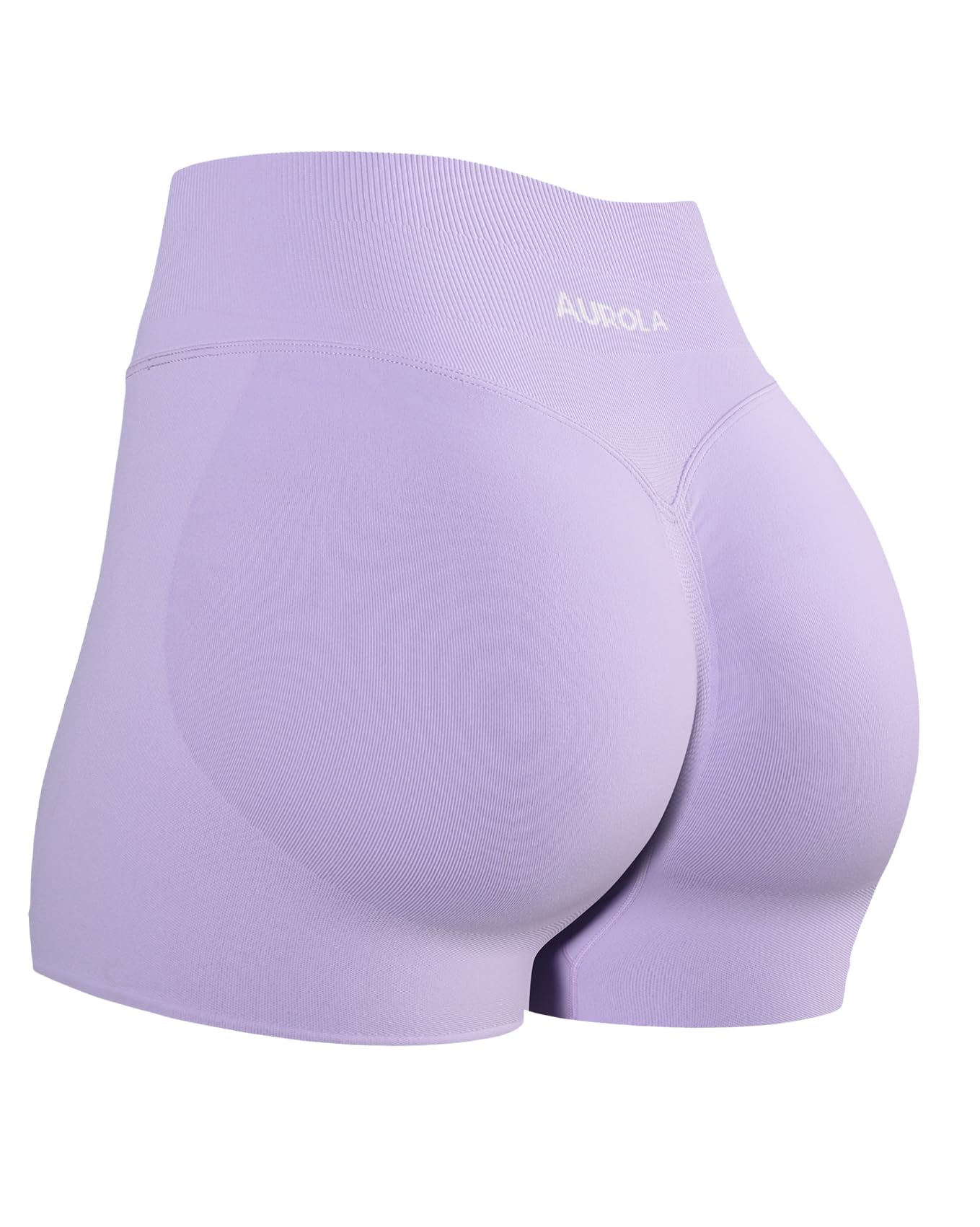AUROLA Influence Collection Workout Shorts for Women,No Roll Up New Scrunch Seamless Gym Short-2.5" Inseam, Lavender, L Image