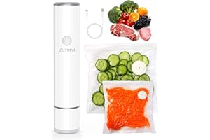 ZLTMYI Handheld Vacuum Sealer for Food, Compact Portable Food Saver Pump with 20 BPA‑Free Reusable Vacuum Bags Type-C Rechargeable, Ideal for Sous Vide, Meal Prep, Leftovers & Freezer Storage