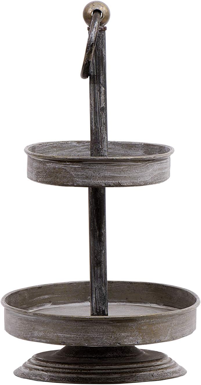 Creative Co-op Decorative Metal Oval Two Tier Tray with Rustic Copper Finish: Home & Kitchen
