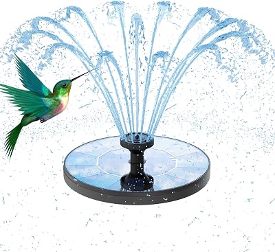 AMZtime Solar Fountain with 6 Nozzles Outdoor Water Feature