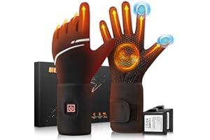 Heated Gloves for Men Women, 7.4V Rechargeable Battery Electric Heated Gloves, Upgrade Non-Slip with Touchscreen Winter Hand 