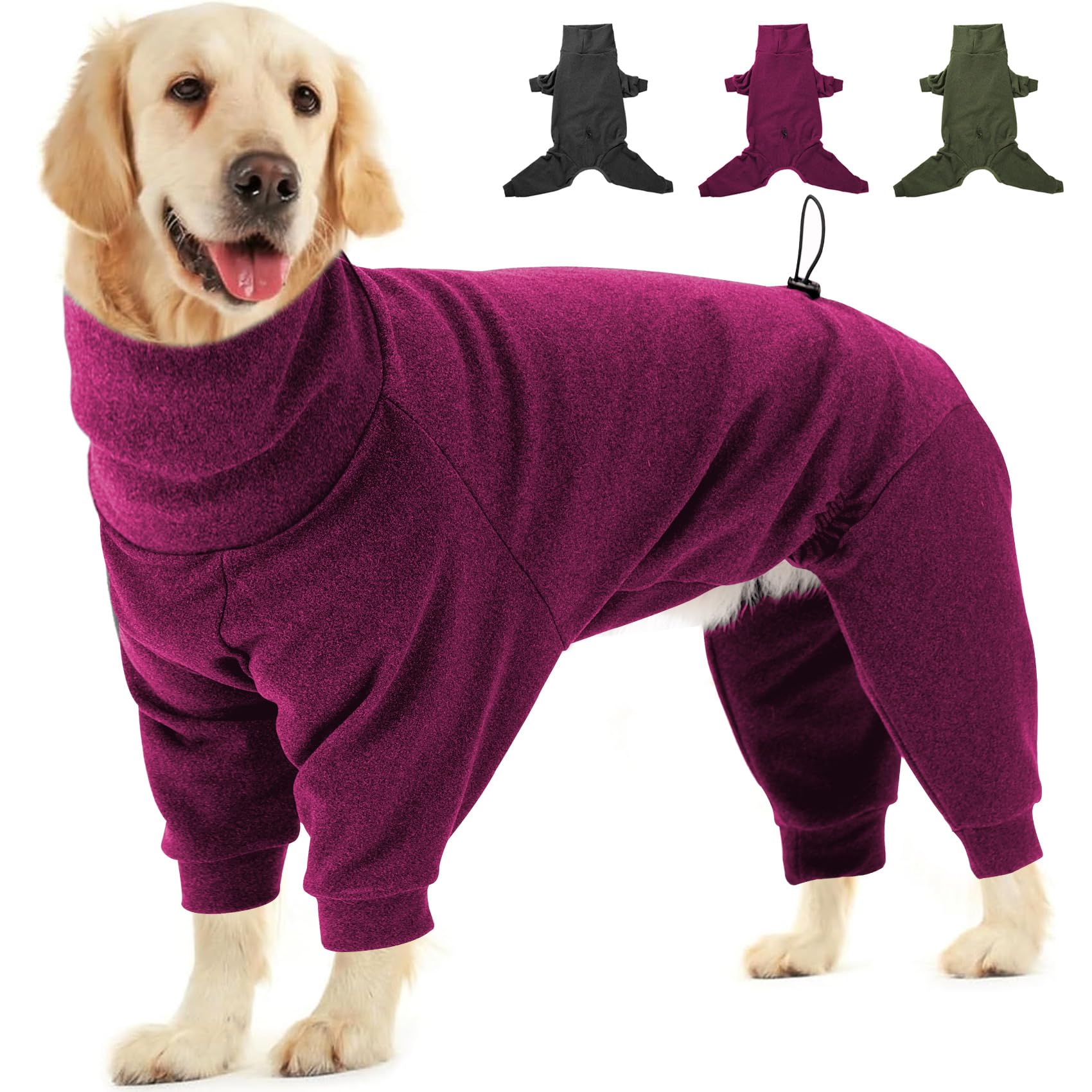Dotoner Dog Fleece Coat Dog Winter Jumper Pyjamas Onesie Full Body Jacket with Legs Warm Clothes Windproof Cozy Jumpsuit Outfit for Small Medium Large Dogs Indoor Outdoor Wear