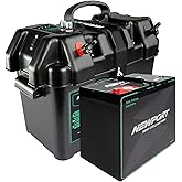 Newport Smart Trolling Motor Battery Box Power Center with USB Port plus Newport 12V50Ah Deep Cycle Heavy-Duty Marine Battery, Sealed AGM Kit, Everything Needed to Operation Motor
