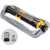 Melnor Metal Oscillating Sprinkler 4500 Sq Ft: Flow, Width, Range Adjust | 65154AMZ | 20 Precision Nozzles | Dirt-Resistant Drive | Metal Sled Base | Watering Width Indicators | Reduced Overspray