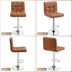 Yaheetech Bar Stools Set of 4, PU Leather Swivel
