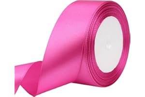 RIUNBB Hot Pink Solid Satin Ribbon 1-1/2 Inch 25 Yards Solid Polyester Fabric Ribbon for Gift Wrapping Wedding Christmas Baby Shower Birthday Party Decoration Handmade Immortal Flower Craft
