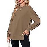 Warmrole Women's Sweatshirt Long Sleeve Oversized Pullover Hoodies Fall Clothes with Zipper Slit, S-XL
