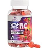 Vitamin C Gummies - 100% of Daily Vitamin C & Sugar Free - Immune Support with Powerful Antioxidants - Nature's Vegan VitaminC Dietary Supplement - Raspberry Flavor for Kids & Adults - 120 Gummies