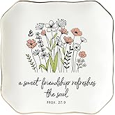 HEXMOZ Friend Gifts for Women, Best Friends, Soul Sister - Friendship Gifts - Christian, Birthday, Valentine's Gift Ideas - A Sweet Friendship Refreshes The Soul 4.5"X4.5" Ceramic Jewelry Dish Tray