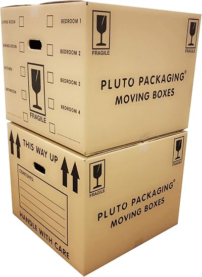 Pluto Packaging 10 Extra Large Cardboard Boxes 115L with Handles 53x53x41cm