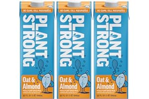 PLANTSTRONG Oat & Almond Milk 32oz (3 Pack) - NON-GMO - Plant Based, Vegan - Gluten Free Dairy Free - Shelf Stable - Lactose Free Milk - No Gums or Oils