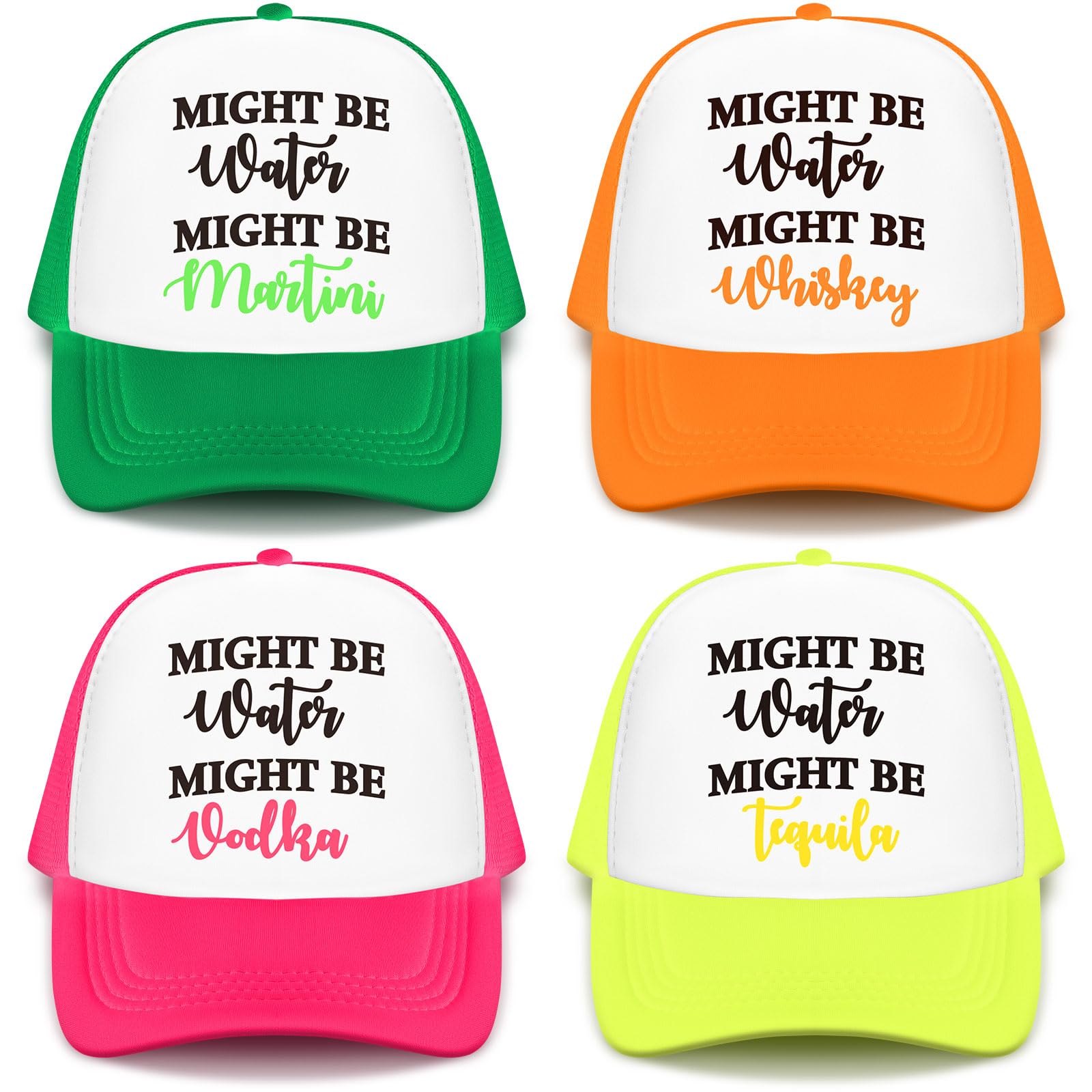Photo 1 of JaGely 4 Pcs Trucker Hat for Women Joke Funny Baseball Cap Classic Adjustable Cap for Women Men Gifts (Neon Color)