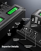 EBL LCD Universal Battery Charger 8 Bay AA AAA C D Ni-MH USB Type C 2A view 8