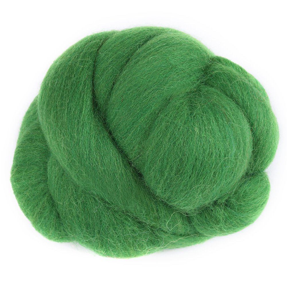 8Colors 55g Colored Needle Felting Wool Roving Spinning Sewing Trimming Handiwork Material (Green)