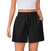 PINSPARK Womens Athletic Sweat Shorts Soft Drawstring High Waisted Active Short Comfy Casual Lounge Shorts with Pockets