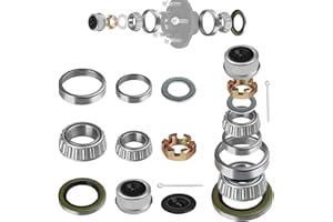HITCHVOYAGER 2Sets Fit 3500LB 1-3/8'' to 1-1/16'' #84 Trailer Axle Hub Bearing Kit,L68149 L44649 Bearing Kits Include 1.98'' Trailer Dust Cap,171255TB Grease Seal,Rubber Plug,Race,Spindle Nut,Cotter pin and Washer