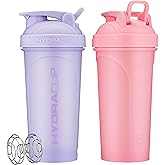 Hydra Cup ProFlow [2 Pack] 28 oz Shaker Bottles for Protein Shakes, Shaker Cups with Ball Blender Whisk, Shaker Bottle with H