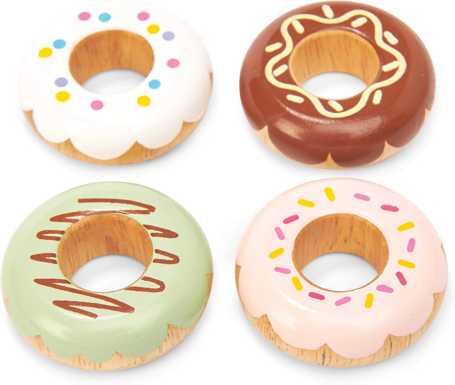 Le Toy Van Wooden Pretend Play Doughnuts Set Role Play Tea Party Toy, Multicoloured - Image 4
