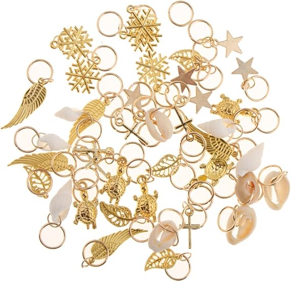 Amazon Co Jp リング ヘアループ クリップ Diy 髪編組 装飾品 アクセサリー 星 自由に組み合わせ ペンダント 全2種類 50個入り 服 ファッション小物