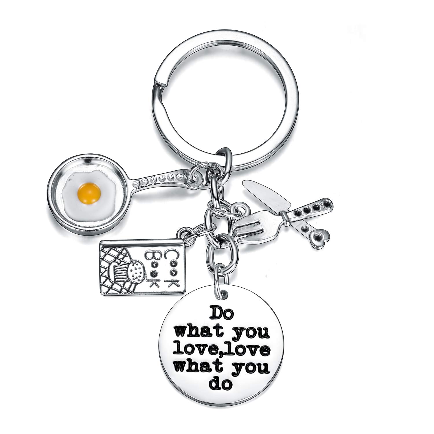 Waeceip Chef Keychain Charm Keychain Creative Gift Kitchen Utensils Pendant Key Chain Gifts For Women Men Birthday Jewellery (Do what you love Chef Keychain)