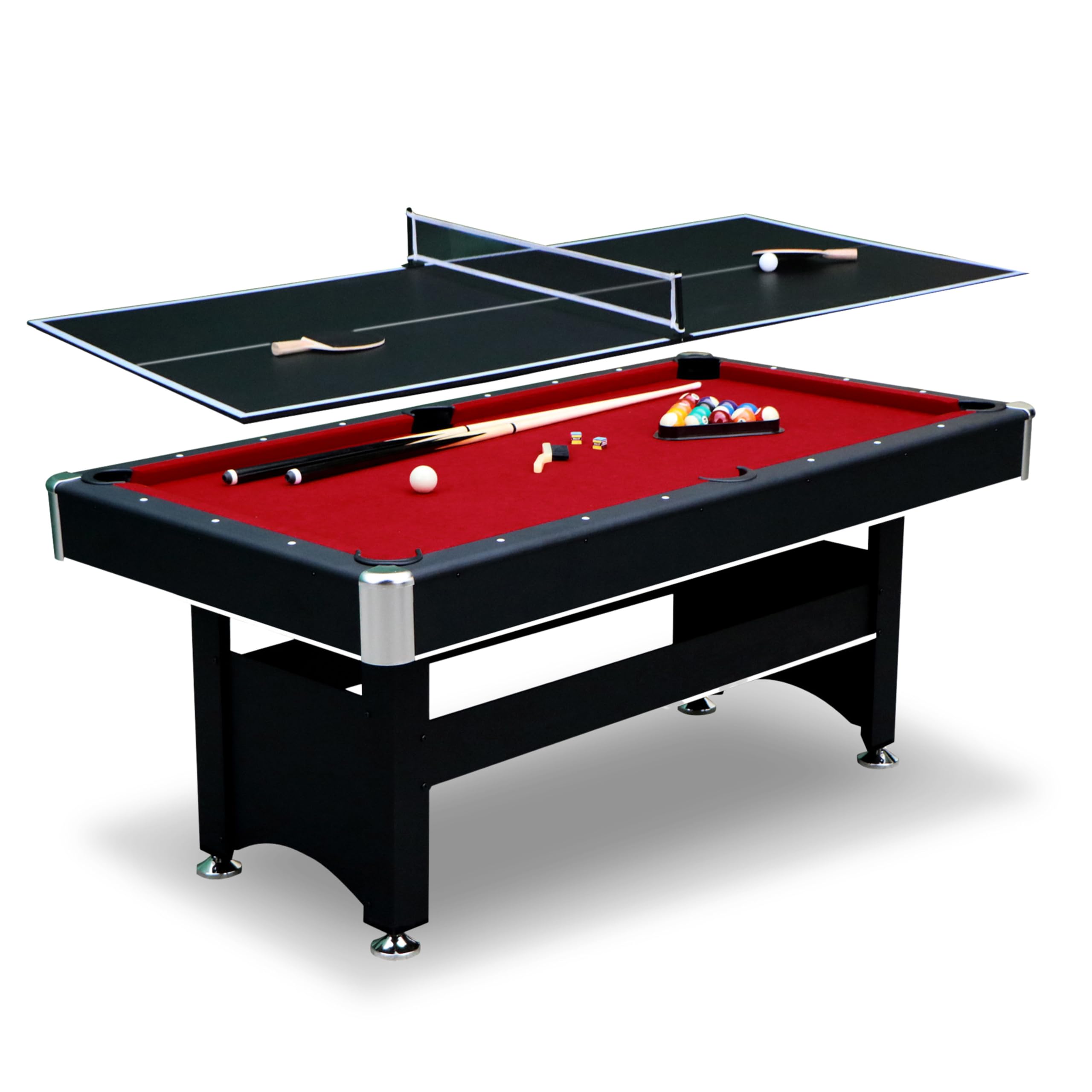 Photo 1 of Hathaway Spartan 6 Ft Pool Table, with Ping Pong Multi Game Combo Tables for Family Recreation Game Rooms - Includes Billiard Balls, Cues, Paddles, Brush & More