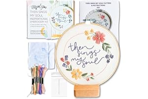 ELLY AND GRACE Elly & Grace Christian Embroidery Kit with Embroidery Hoop, Easy Embroidery Kit for Beginners and Adults, Full Embroidery Hoop Kit with Needles and Thread Included (Then Sings My Soul)