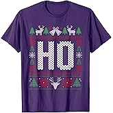 Funny Ho Ugly Christmas Sweater Couples Matching Xmas Outfit T-Shirt