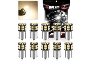 JEFLYM 1156 1141 7506 Led Bulbs for RV, P21W 1003 1073 BA15S RV LED Warm white Interior Bulb,3014 54 SMD LED Replacement for 12 Volt RV Interior Camper Boat Trunk Interior Lights (10 Pcs)