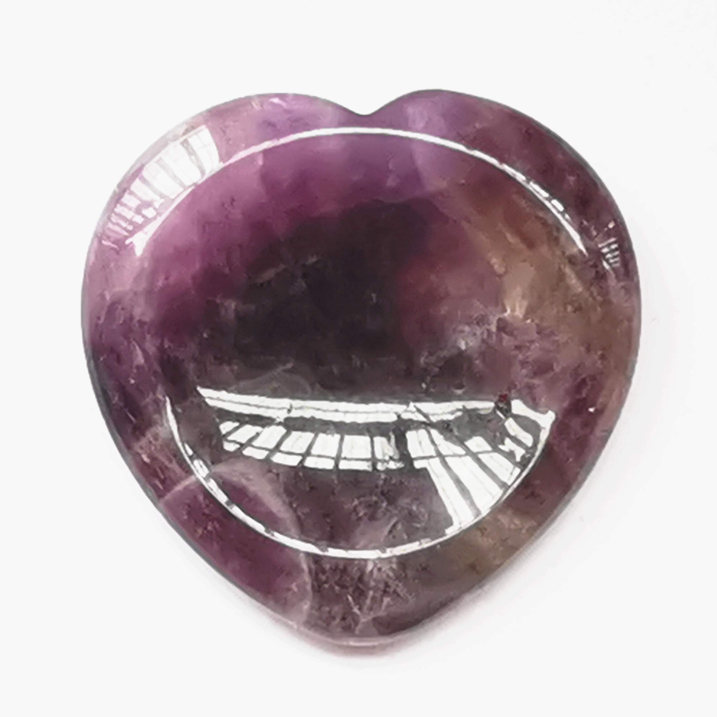 Manekieko Natural Amethyst Heart Chakra Thumb Worry Stone,Hand Carved Healing Crystal Shaped Stone for Anxiety Stress Relief Meditation