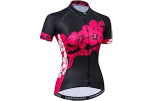 JPOJPO Women Cycling Jersey Short Sleeve Breathable with Pockets Flower
