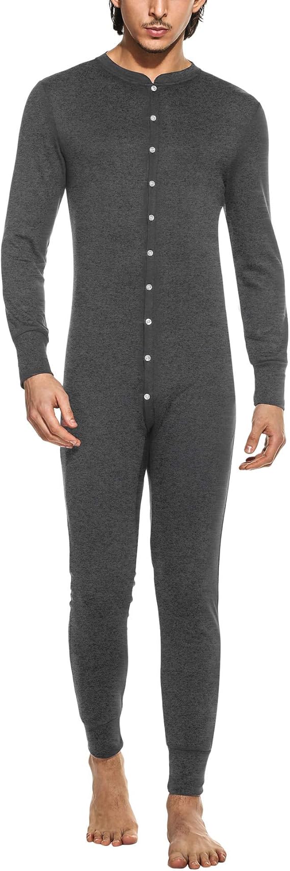 Hotouch Men's One Piece Pajama Long Thermal Union Suit Button Down