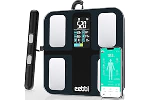 EEBBL Weight Scale for Body Fat with Handle, 20 Precise Body Biological Analyzer, Digital Bathroom Weighing Bluetooth Scale, Body Composition Monitor Health Analyzer 400 lbs - Black，with Baby/Pet Mode