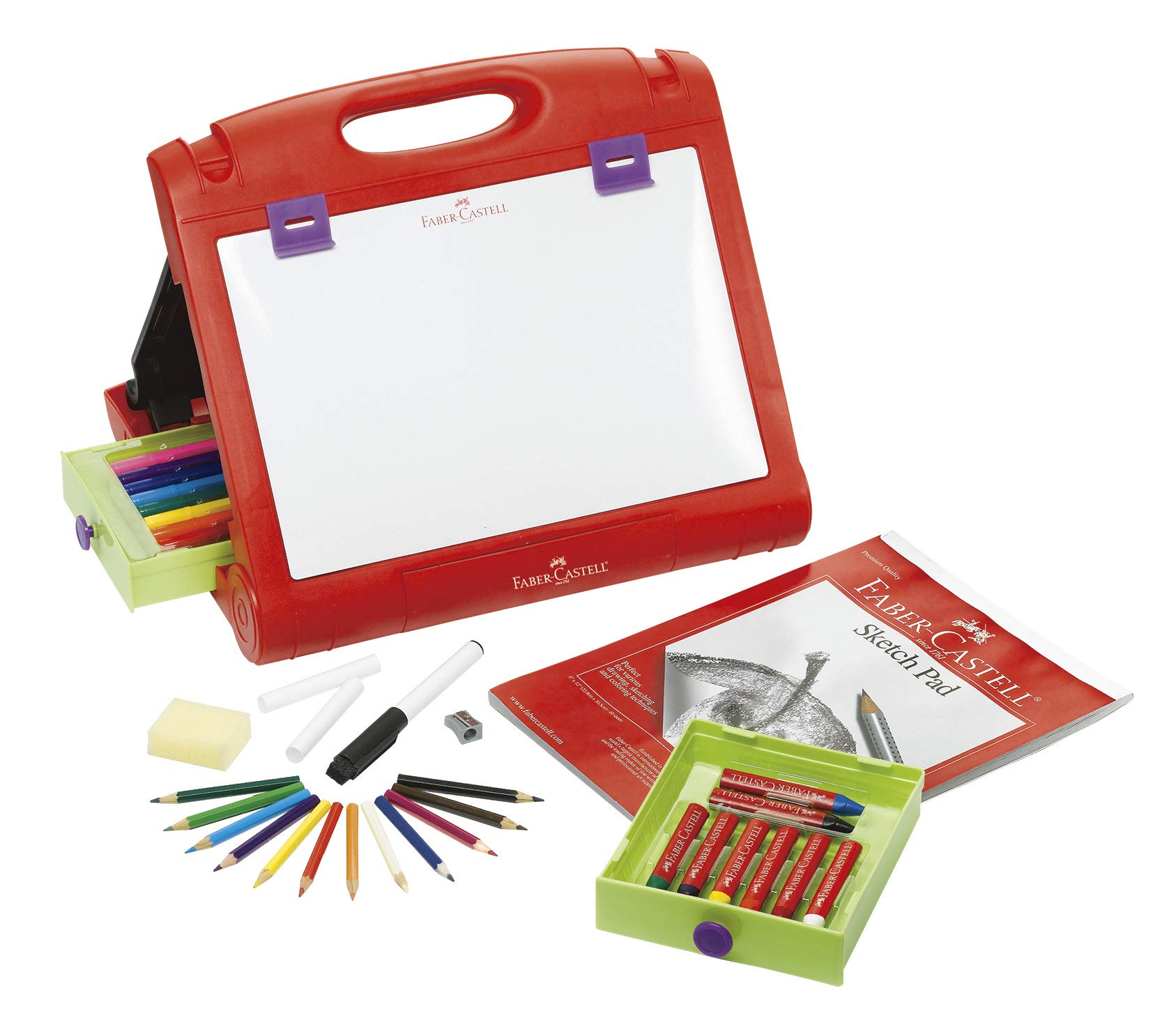 Faber-Castell Do-Art 3-in-1 Travel Easel - 30 Piece Tabletop Easel for Kids with Art Supplies, Multicolor