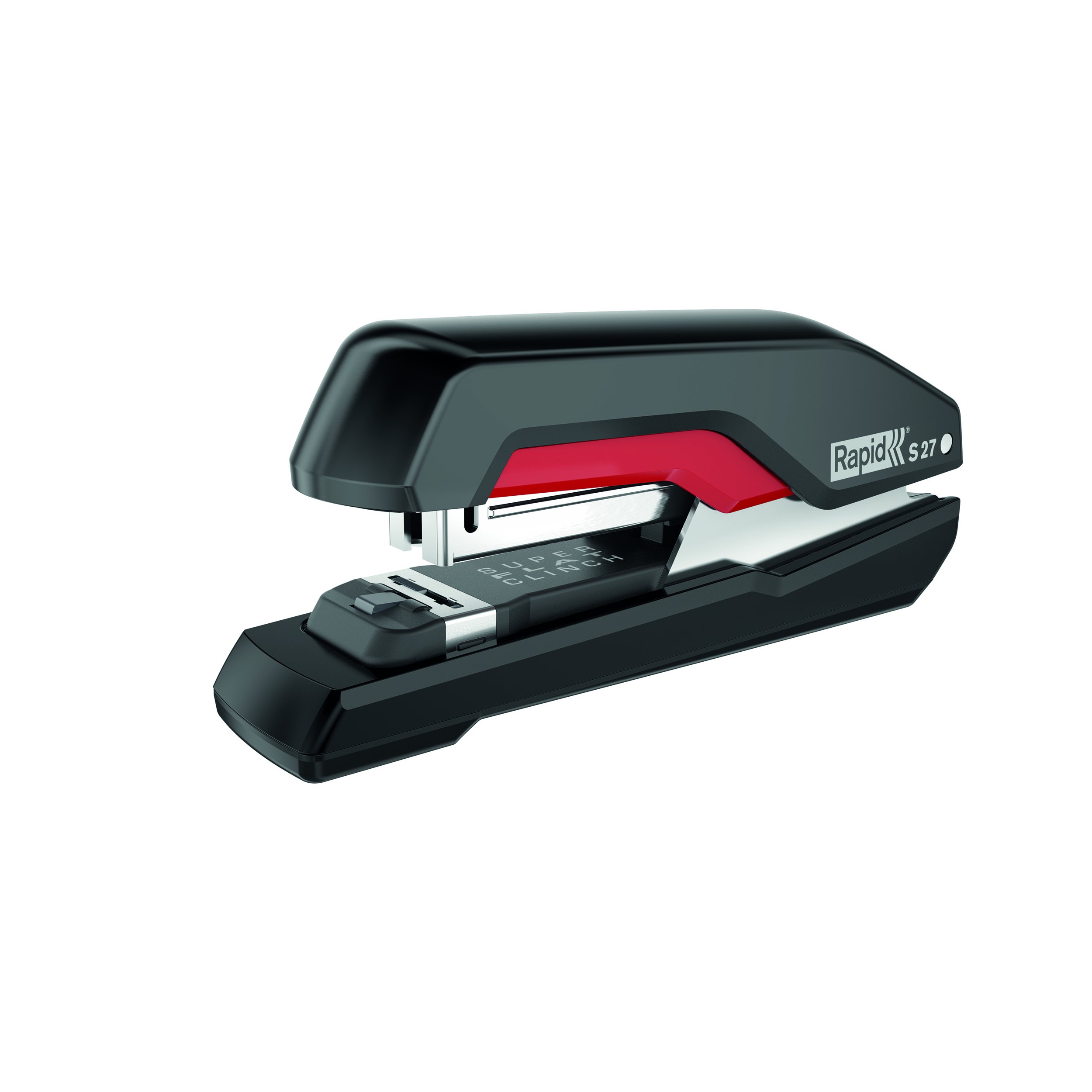 Rapid Supreme S27 Half Strip Stapler, 30 Sheet Capacity, Super Flat Clinch Stapling, Black/Red, 5000541