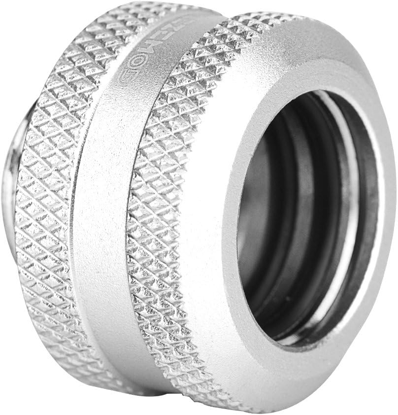 Richer-R 4 Pieces/6 Pieces Water Cooling Compression Connector for Rigid Acrylic Tube OD 14 mm (4 x Silver) - Image 5