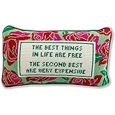 FURBISH Handmade Needlepoint Decorative Throw Pillow - Expensive - 9" x 15" - Small Embroidered Accent Pillow for Bed, Chair, Couch, Sofa - Aesthetic Preppy Home Decor