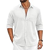 COOFANDY Men's Cotton Linen Button Down Shirts Long Sleeve Casual Summer Beach Shirts for Men