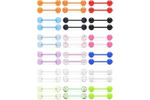 Ruifan 14G 16mm Glow In The Dark Flexible Acrylic Straight Tongue Nipple Ring Retainer Piercing