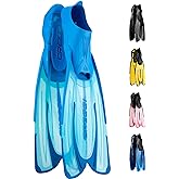 Cressi Adult Snorkeling Fins with Self-Adjustable Comfortable Full Foot Pocket - Perfect for Traveling - Agua: Made in Italy