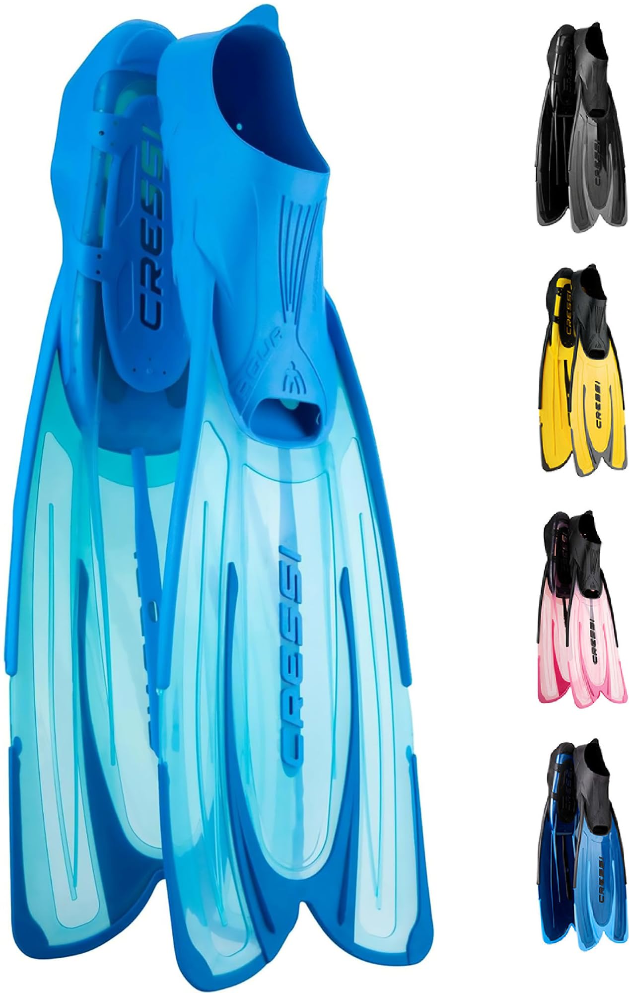 CRESSI Agua Fins Aquamarine 12.5/13.5 (31/32 EU) - Self Adjusting Fins for Diving, Apnea, Snorkeling and Swimming, Aquamarine_Long, Kid 12.5/13.5 (31/32 EU)