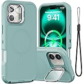 Follaroma for iPhone 16 Plus Case with Stand & Built-in Camera Cover, MagSafe Compatible, Heavy-Duty Shockproof Protection, Magnetic & Rugged Phone Cover for iPhone 16 Plus 6.7'', Mint