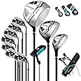 Tangkula 12 Pieces Men’s Complete Golf Club Set Right Hand, Golf Club Package Set with 460CC #1 Driver & #3 Fairway & #5 Hybrid & #5/#6/#7/#8/#9/#P/#S Irons, Putter, Rain Hood, Portable Golf Stand Bag