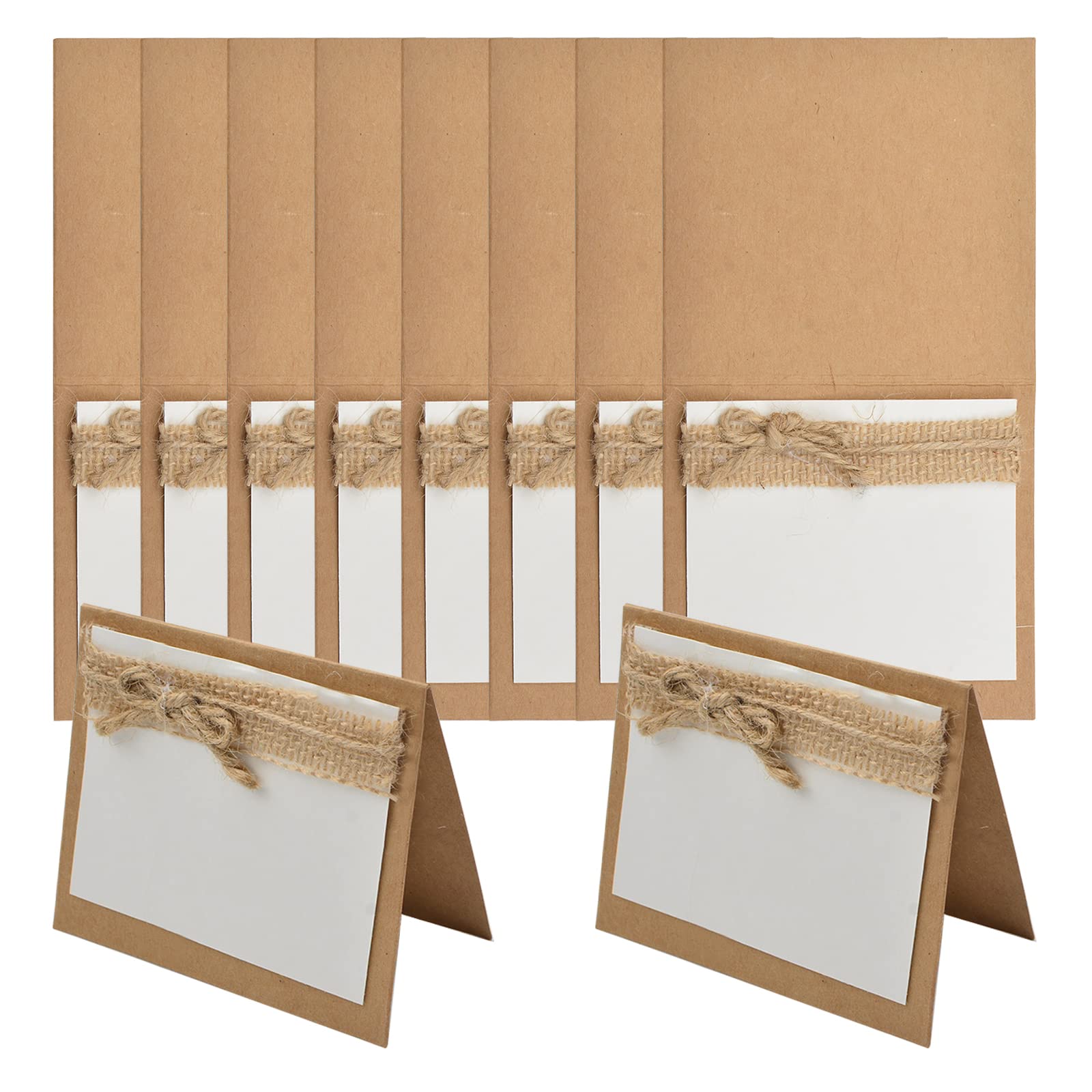 Photo 1 of WANDIC 10 Pcs Burlap Table Place Card, Rustic Linen Table Number Card Wedding Name Place Card Table Seating Card for Wedding Party Valentine Party Decor
