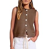 YUNLORIA Womens Casual Crew Neck Sleeveless Sweater Vests 2026 Fall Button Down Ribbed Knit Tank Tops Loose Trendy Cardigans