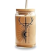 Sip-Sip Hooray! Throne of Glass 16oz Glass Tumbler with Bamboo Lid and Straw, Bookish Coffee Cup for Fantasy Readers, Sarah J Maas Fan Gift, Book Lover Mug, ACOTAR Night Court Inspired Drinkware