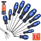 SORAKO 11-Piece Magnetic Screwdriver Set, 5 Phillips and 5 Slotted Tips, Include Magnetizer, Screwdriver with Professional Non-Slip Grip, for Home Repair and DIY Projects，With Case