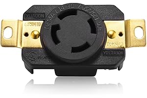 Aweking UL Listed NEMA L14-30R Receptacle Connector Socket,30A 30 Amp,AC 125V/250V 125 Volt/250 Volt,3 Pole-4 Wire,Grouding,Flush Mounting Twist Locking,Black Gray,Industrial Grade Heavy Duty…