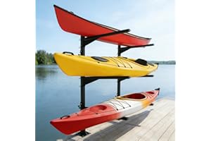 LAJIAOZ Heavy Duty Kayak Storage Rack for Dock/Garage, Adjustable Freestanding Kayak Stand or Wall Mount Kayak Rack, 3-Tier I