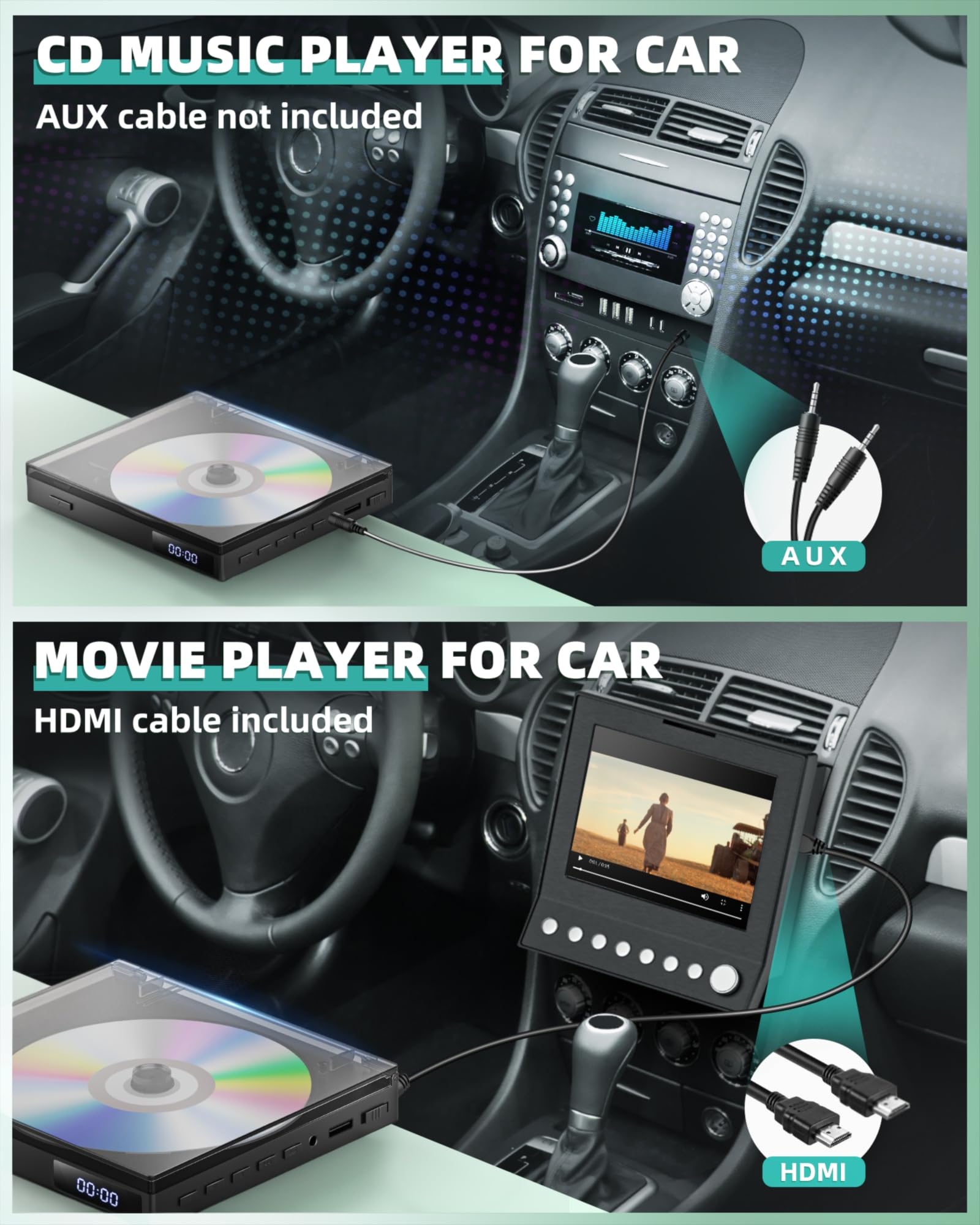 Mini DVD Players for TV, 1080P HDMI DVD Player with HDMI RCA Cable, All Region Free Mini DVD Player Support USB, AUX, NTSC/PAL, Memory Playback, Small CD DVD Players with Remote Control